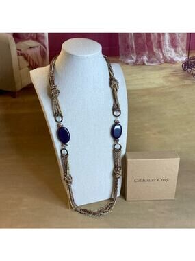 0105 NWT Y2K Coldwater Creek Purple Stone & Knotted Chain Necklace Mixed Metal